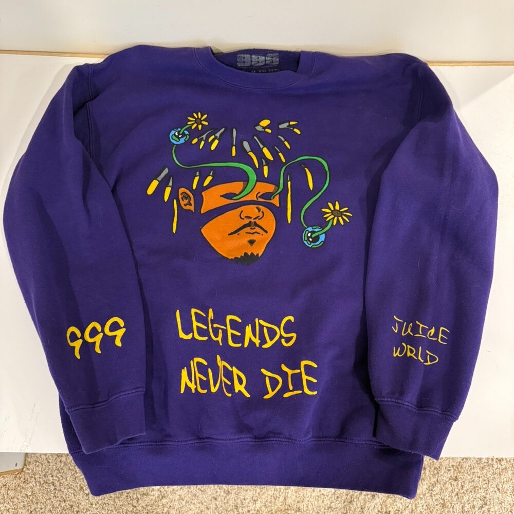 999 Juice Wrld Legends Never Die Purple Crewneck Men's M